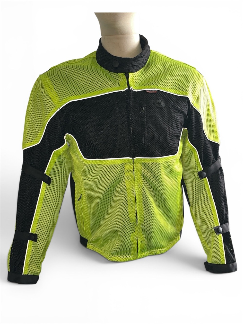 Brooks Men's High-Visibility Neon Yellow/Black Mesh Armoured Motorcycle Jacket